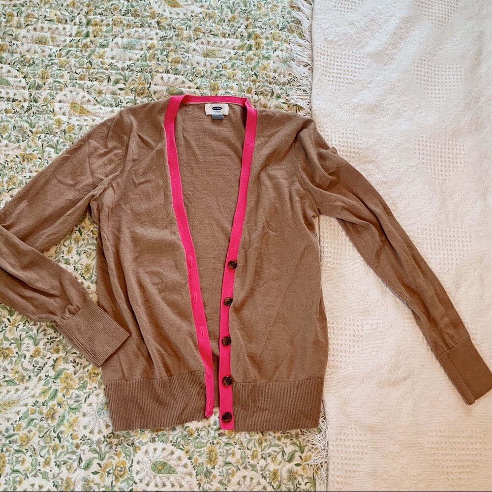 Old Navy pink and light brown button down cardigan